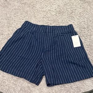Navy and White Striped Women's Shorts